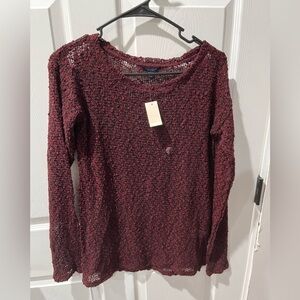 ‼️Aeropostale Burgundy Textured Long Sleeve Top